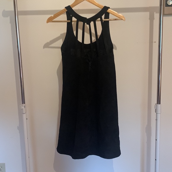 Vintage Suede Black Dress - Picture 2 of 2